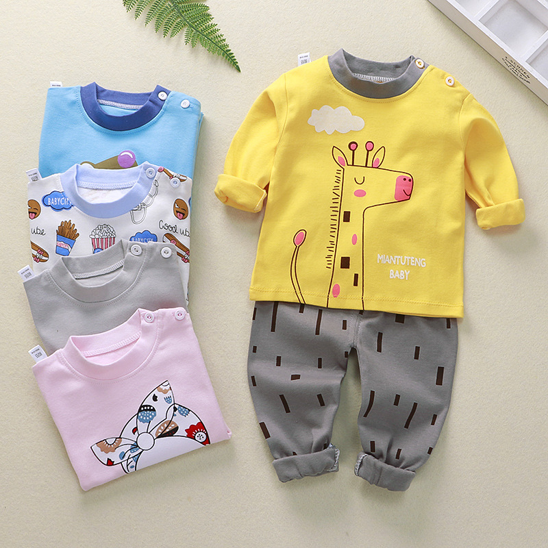 Conjunto de ropa de otoño para niños nuevo traje de otoño de algodón puro pantalones de otoño para niños pijamas de otoño para niñas ropa de hogar para niños al por mayor