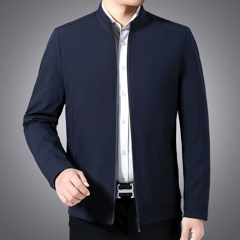 Весеннее тонкое пальто среднего и пожилого возраста с лацканами, свободное осеннее платье для папы среднего возраста, мужская куртка на молнии