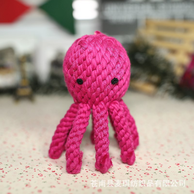 Fábrica en stock al por mayor juguete de cuerda de algodón para mascotas pulpo tejido a mano pulpo mascota perro molar mordedura de juguete