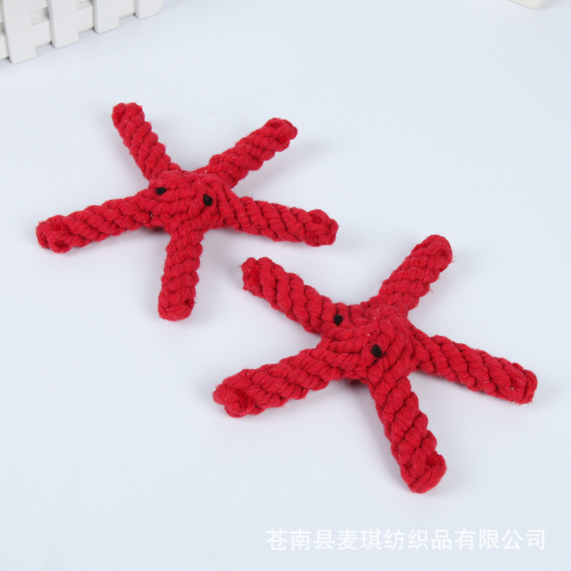 Los fabricantes suministran suministros para mascotas divertido entrenamiento del perro cuerda de algodón mordedura juguetes nueva forma de estrella de mar gato perro nudo Juguetes