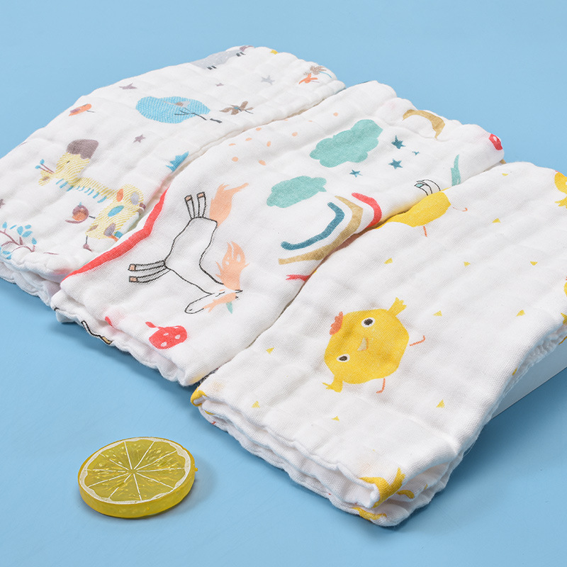 25*50 toalla pequeña de algodón de seis capas de alta densidad suave absorbente gasa de 6 capas Toalla de cara para niños Toalla de algodón de burbuja para niños