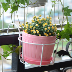 Balcony iron hanging flower rack railing guardrail wall hanging iron rack green radish succulent potted flower round storage rack