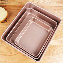 长方形烤盘蛋糕烤盘金色不粘重型碳钢烘焙烤盘商用面包烤盘浅方盘