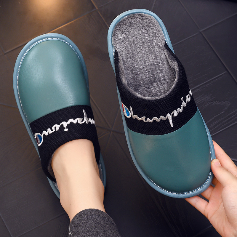 Autumn and Winter new sheepskin home slippers men's and women's home indoor thick bottom non-slip waterproof winter bedroom warm