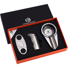 HANNICOOK Cigar Cutter Lighter Ashtray Set Gift Box Sharp Cigar Cutter Cigar Pliers 
