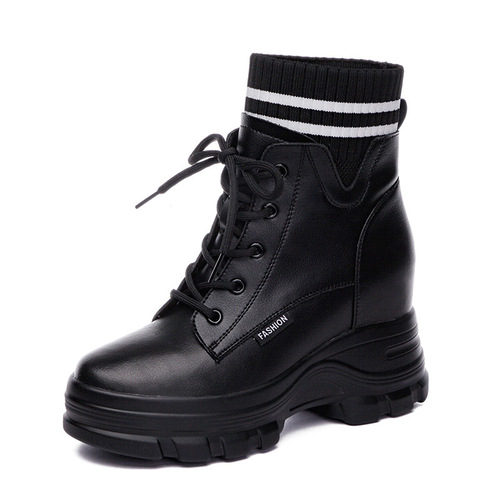Trendy Sunday  autumn and winter women's shoes new small platform thick-soled inner heightening short boots women's Martin boots