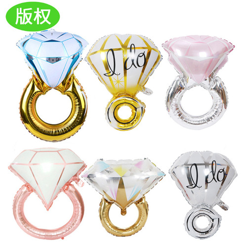 National Day wedding celebration decoration balloons, extra large diamond ring aluminum film balloons, diamond ring aluminum foil balloons