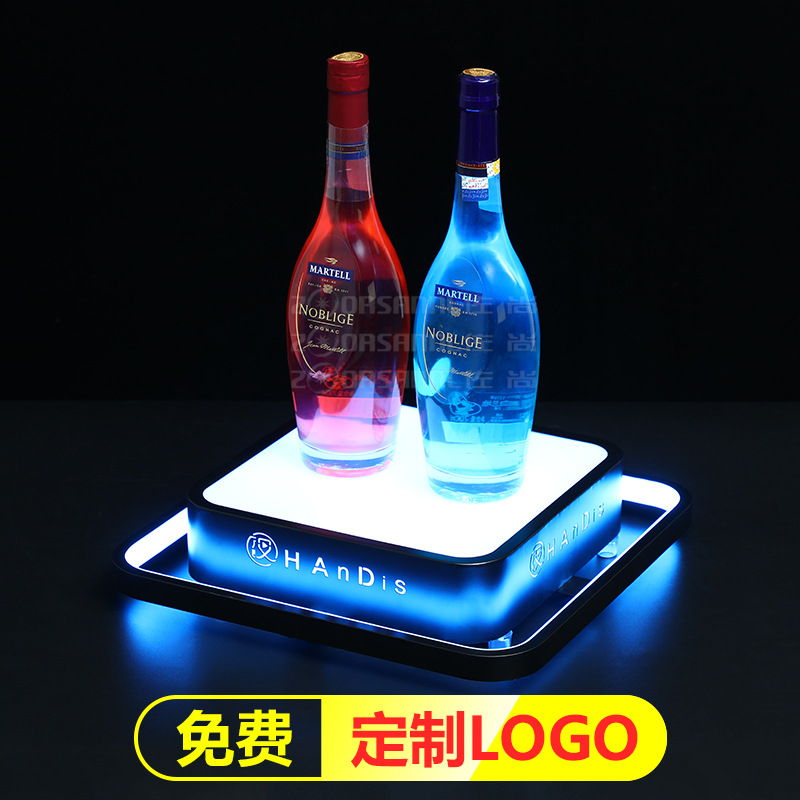 Zuoshang luminoso vino asiento colorido champán vino extranjero base recargable vino estante KTV vino props bar soporte de exhibición