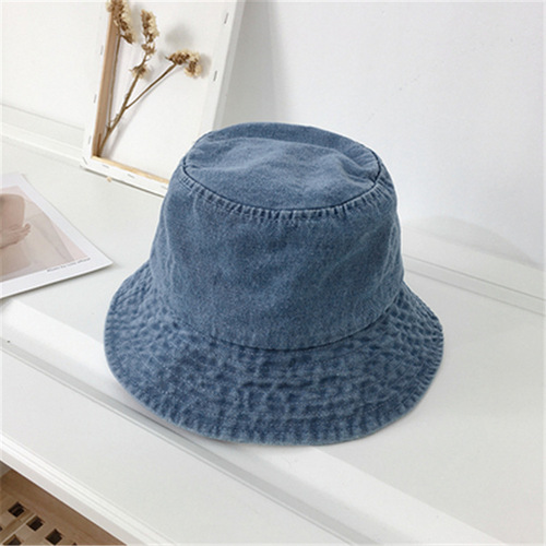 Korean style denim fisherman hat men and women spring and summer thin ins Japanese face-covering sun hat sun protection basin hat trend