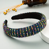 Woven sponge headband handmade with beads, hair accessory for face washing, European style, Korean style, simple and elegant design