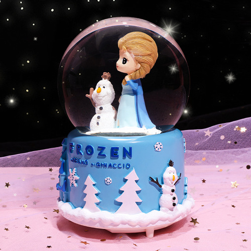 Rotating snow ins girl heart princess crystal ball music box crafts children girls gift creative ornaments