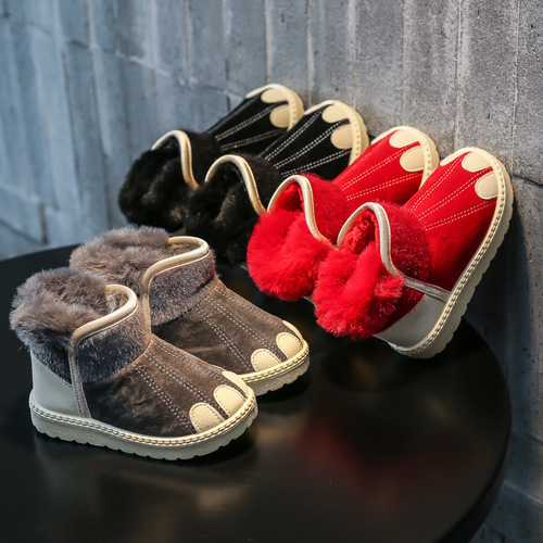 South Lute Children's Boots with Fur, Thickened Winter Boots for Boys and Girls, Wholesale from Factory, One Piece 