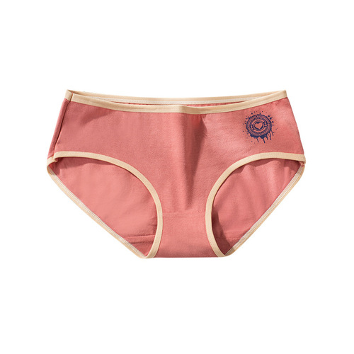 New girl print heart-shaped combination women's underwear women's pure cotton mid-waist large-size briefs