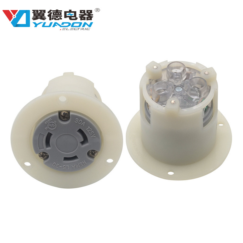 翼德NEMAL5-30C暗装防脱美标插座30A防脱连接器 美式暗装发电机插