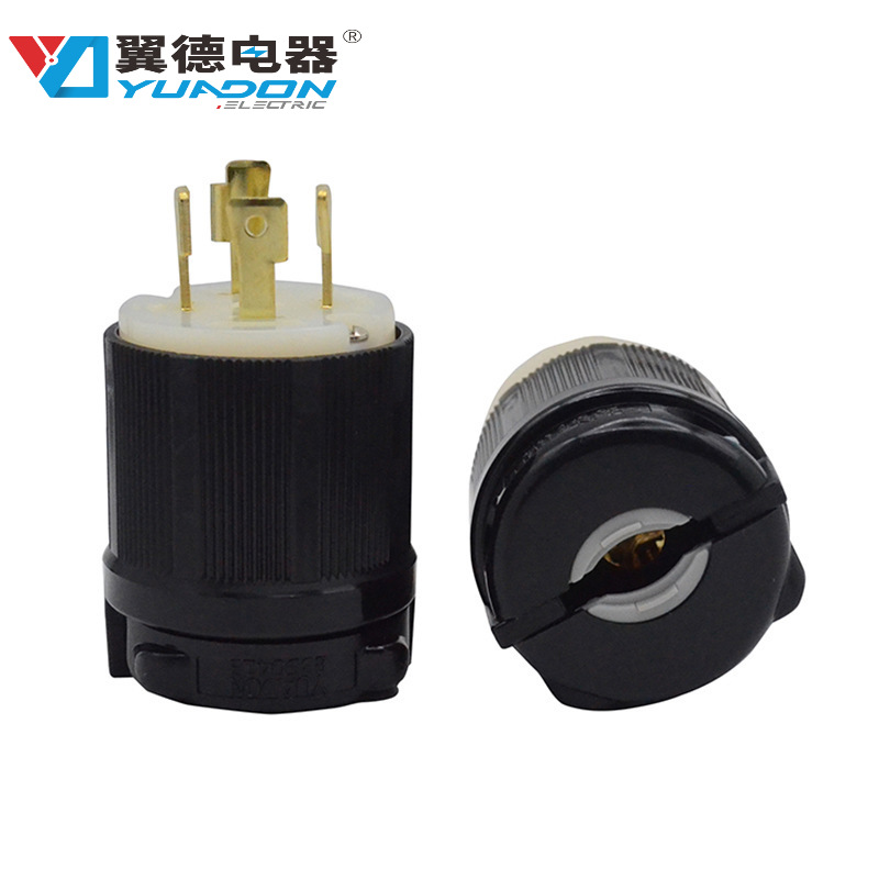 NEMA L17-30P美标工业插头 600V三相四线插头 引挂式美标防松