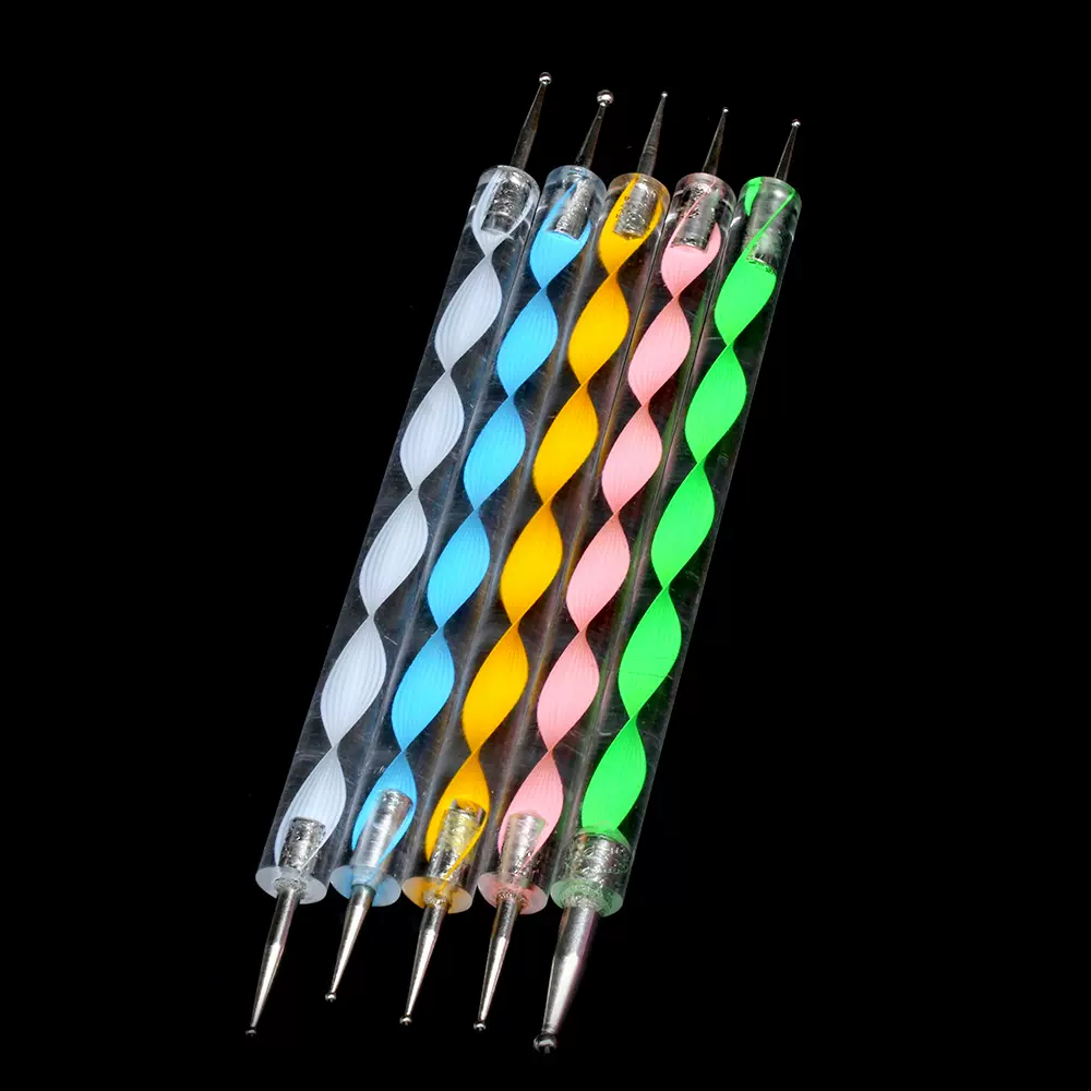 跨境专供5支装亚克力水晶笔套装点钻工具双头螺旋笔杆点钻笔