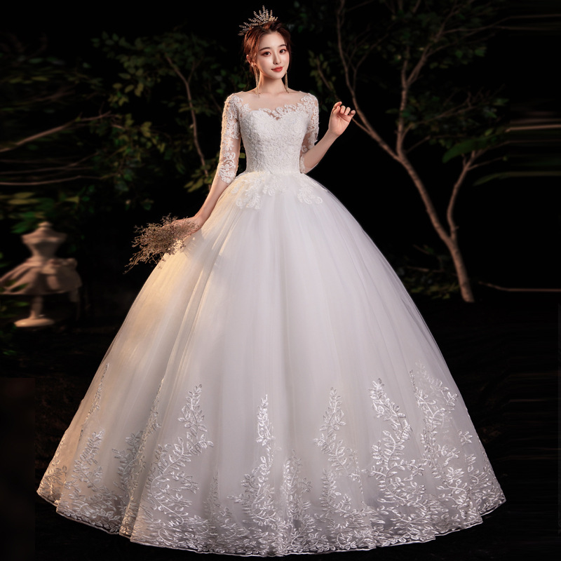Fuera del hombro vestido de novia principal 2023 nuevo elegante nupcial Mori Super Hada francés adelgazamiento vestido de novia al por mayor transfronteriza D30