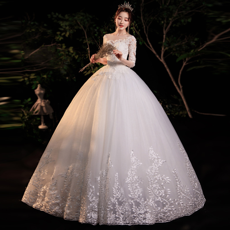 Fuera del hombro vestido de novia principal 2023 nuevo elegante nupcial Mori Super Hada francés adelgazamiento vestido de novia al por mayor transfronteriza D30