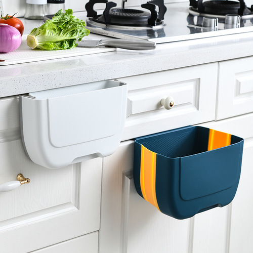 Under-sink wall-mounted kitchen waste bin, wall-mounted car storage bucket, foldable hanging trash can