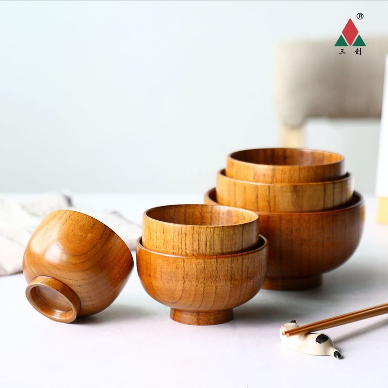 Sanchuang Bowl Household Japanese Style Tableware Thickened Anti-scalding Noodle Bowl Chinese Wooden Bowl Large Soup Bowl Wholesale