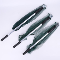 供應鋁合金抄網三角自動抄網摺疊三角抄網頭漁具一體普通抄網