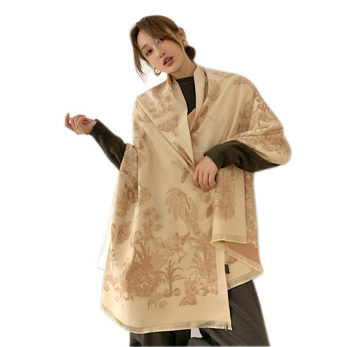  new autumn and winter Japanese versatile warm scarf women's dual-use imitation cashmere summer air-conditioning shawl double-sided scarf