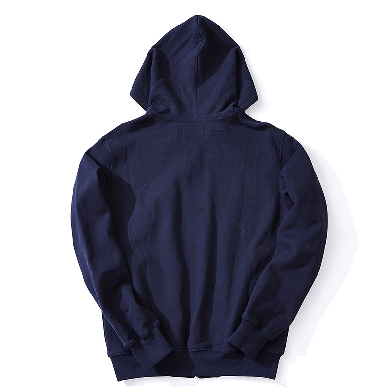 Pesado 490G Terry bottom suéter Okonkwo impreso retro americano cremallera engrosada con capucha abrigo