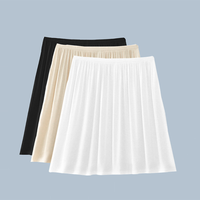 White Lined Base Skirt Women's Summer Mid-length Inner Wear Autumn and Winter Anti-penetration Anti-running Safe Half-length Lined Skirt
