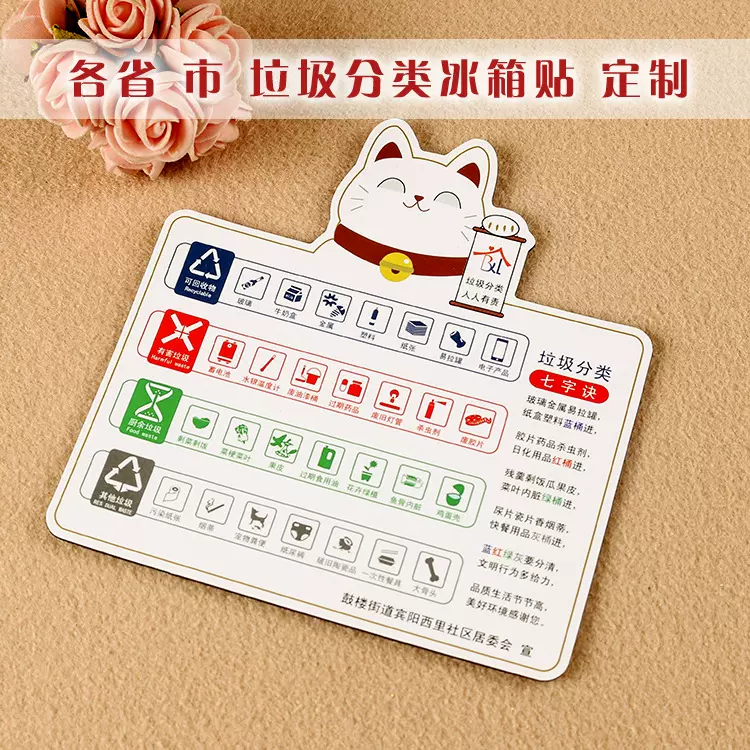 厂家直供磁性冰箱贴 PVC冰箱贴 垃圾分类冰箱贴彩印冰箱贴