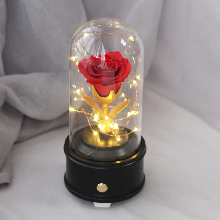 Regalo de cumpleaños del Día de San Valentín Rosa vintage Bluetooth audio flor eterna luminosa flor Real Fábrica puede pedir al por mayor