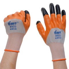耐磨加強指手套丁腈掛塗膠尼龍花園手套橡膠園林搬運防護園藝手套