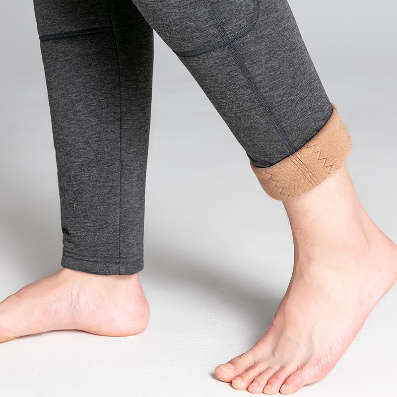 Quần legging nam lót lông cừu chống lạnh mùa đông, eo cao giữ nhiệt cashmere dày — YF20811 lót lông nam