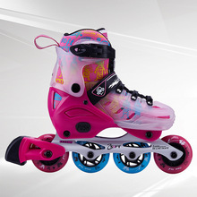天鹅溜冰鞋儿童全套装旱冰轮滑鞋初学者男女童专业直排轮双闪可调