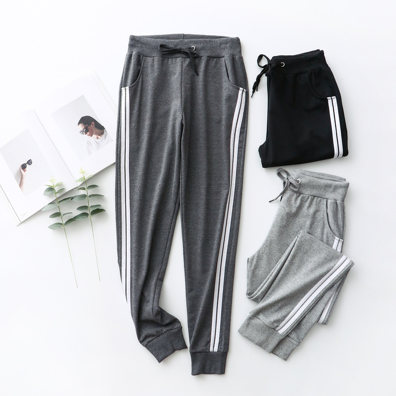 Two Bar Casual Pants Women's Spring and Autumn Leggings Men's and Women's Sports Pants Sweatpants Running Nare Student Pants