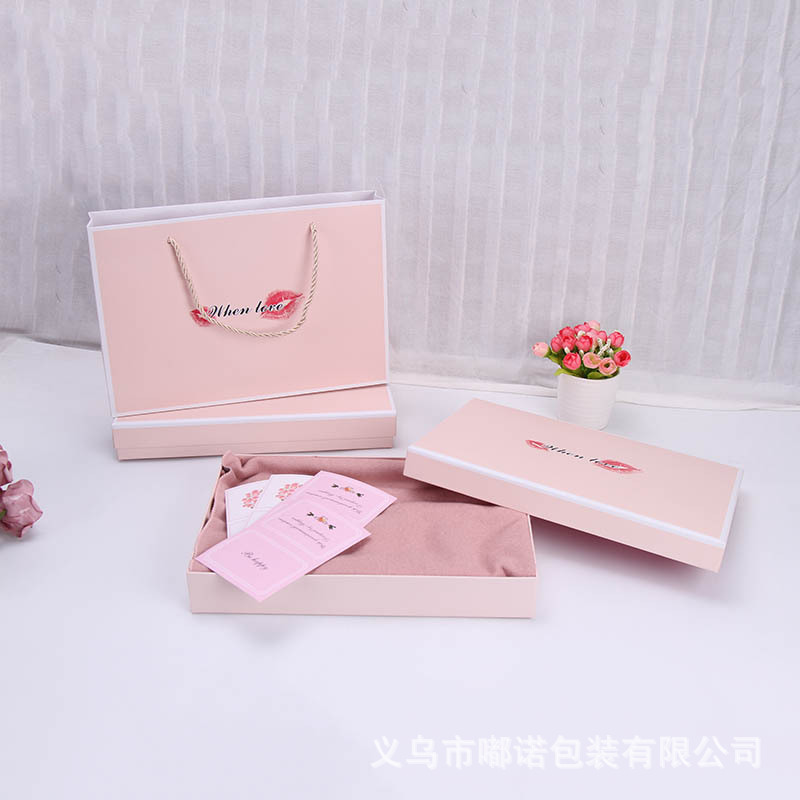 丝巾围巾礼品包装盒 厂家粉色天地盖礼物包装盒 睡衣口红礼物盒