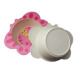 竹纤维环保女宝碗蝴蝶卡通碗辅食吃饭小碗可定制图案