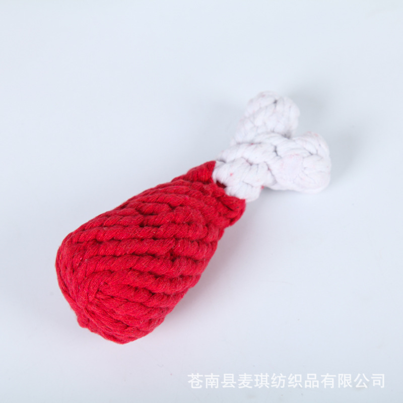 Fábrica directa tejida a mano cuerda de algodón pierna de pollo perro mordedura juguete Teddy Bear dientes limpiador juguetes de perro al por mayor