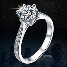 韩版奢华爱恋六爪戒指 重叠开口群镶钻锆石钻戒1克拉6爪戒指