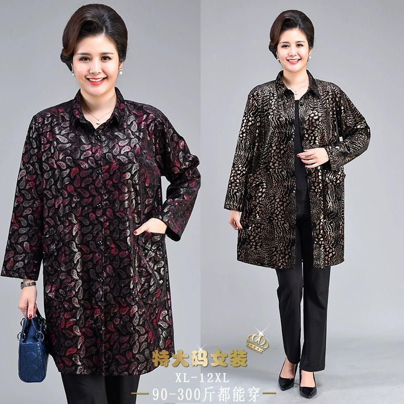 796 Женский длинный бархатный топ для мам среднего возраста на весну и осень, женский новый лацкан