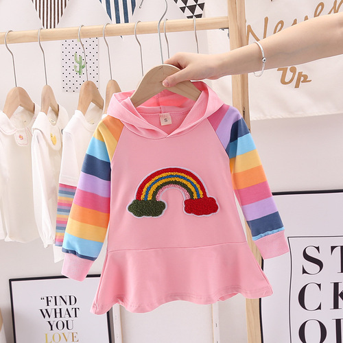 2020 Autumn Korean version of baby girl's new cartoon long-sleeved dress single piece 0-5 years old children's skirt trendy wholesale