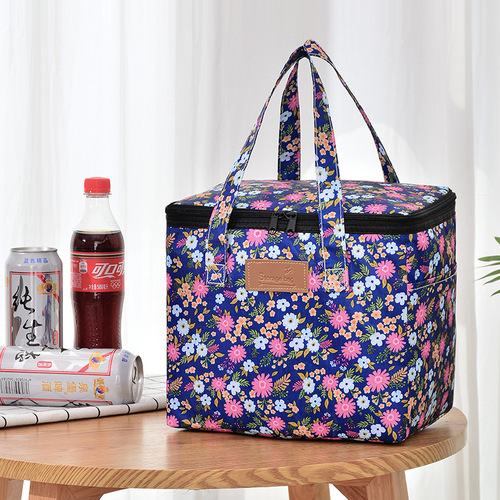New Print Outdoor Picnic Bag Ice Bag Takeaway Insulated Bag Korean Style Fresh and Minimalist Handheld Bento Bag Rice Box