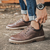 Fashionable men's trend low footwear English style for leisure for leather shoes, 2023, trend of season