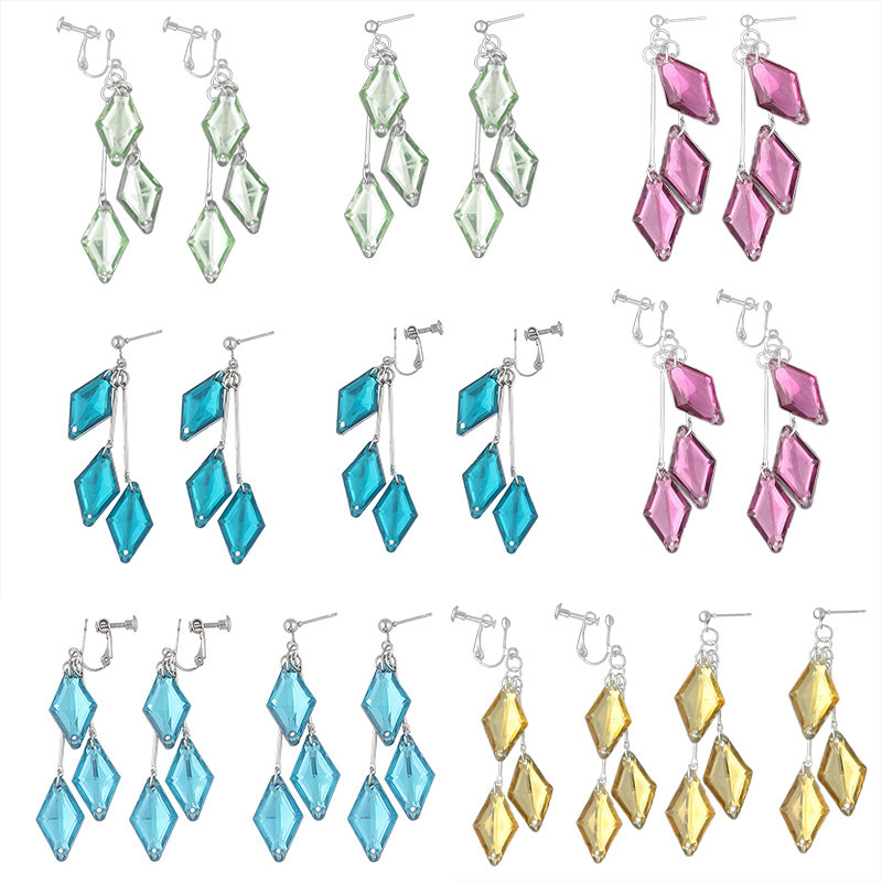 Cross-Border New Mobile Game Twisted Wonderland Little Mermaid Group Floyd Jade Earrings Multi-Color Ear Clips and Ear Needles