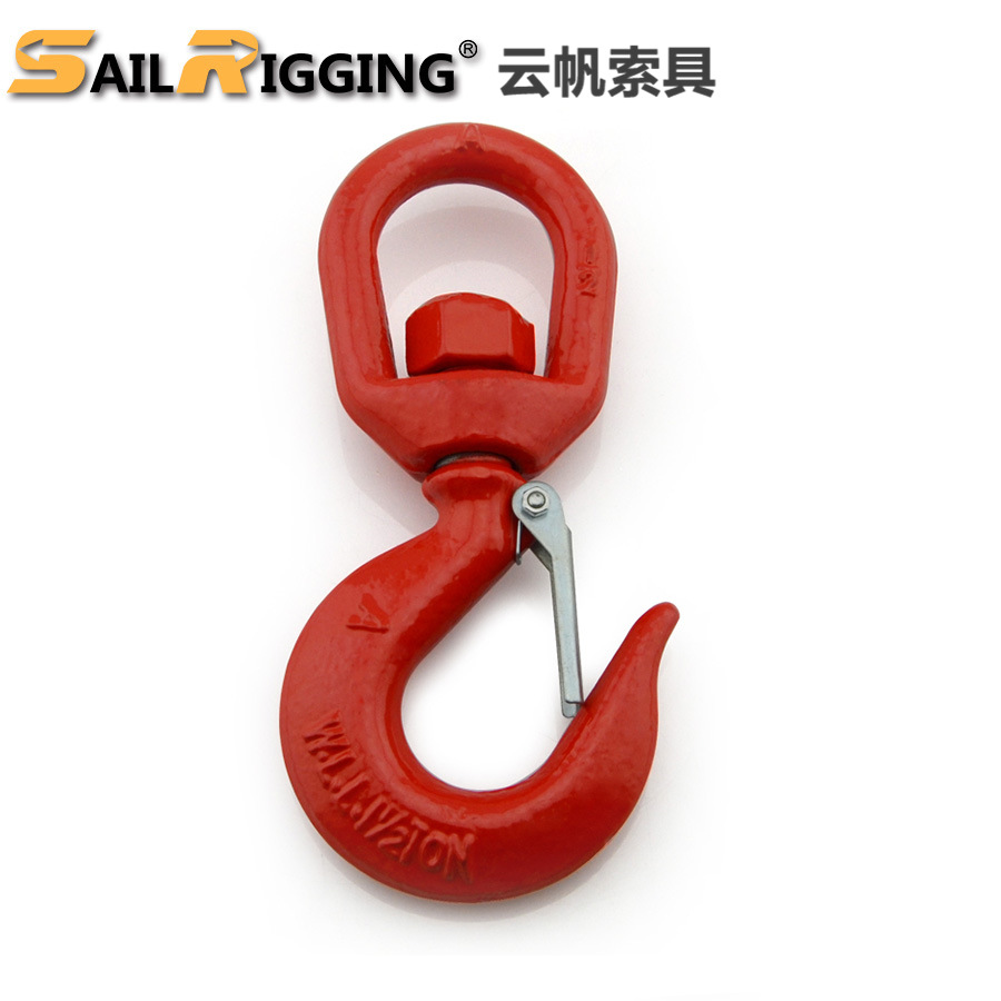 厂家供应322美式环眼舌片吊钩 美标合金钢环眼钩 喷塑旋转货钩