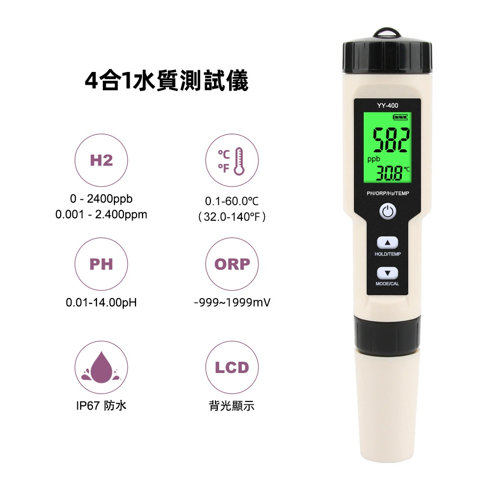 В наличии YY-400 подлинные товары 4 в 1 богатая водородом тестовая ручка pH-метр богатая водородом тестовая ручка H2 ручка для проверки качества воды ОВП-метр