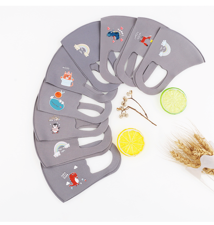 Máscara negra para hombres y mujeres Celebridad de Internet mismo estilo a prueba de sol transpirable lavable válvula de respiración de algodón dibujos animados para niños máscara a prueba de sol