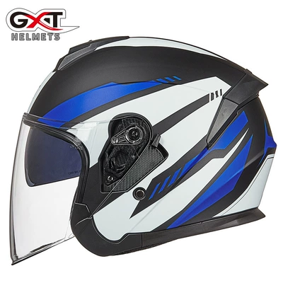 Half Helmet – Motosiklet kaskı (dəbilqə) - 703-matte-black-blue-flower-m