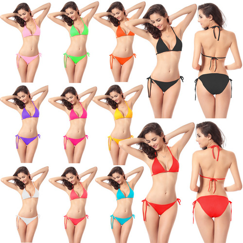 Bikini Swimwear 13 Colors Candy Color bikini Foreign Trade Swimwear Cross-border Cross-border Large Quantity Dropshipping