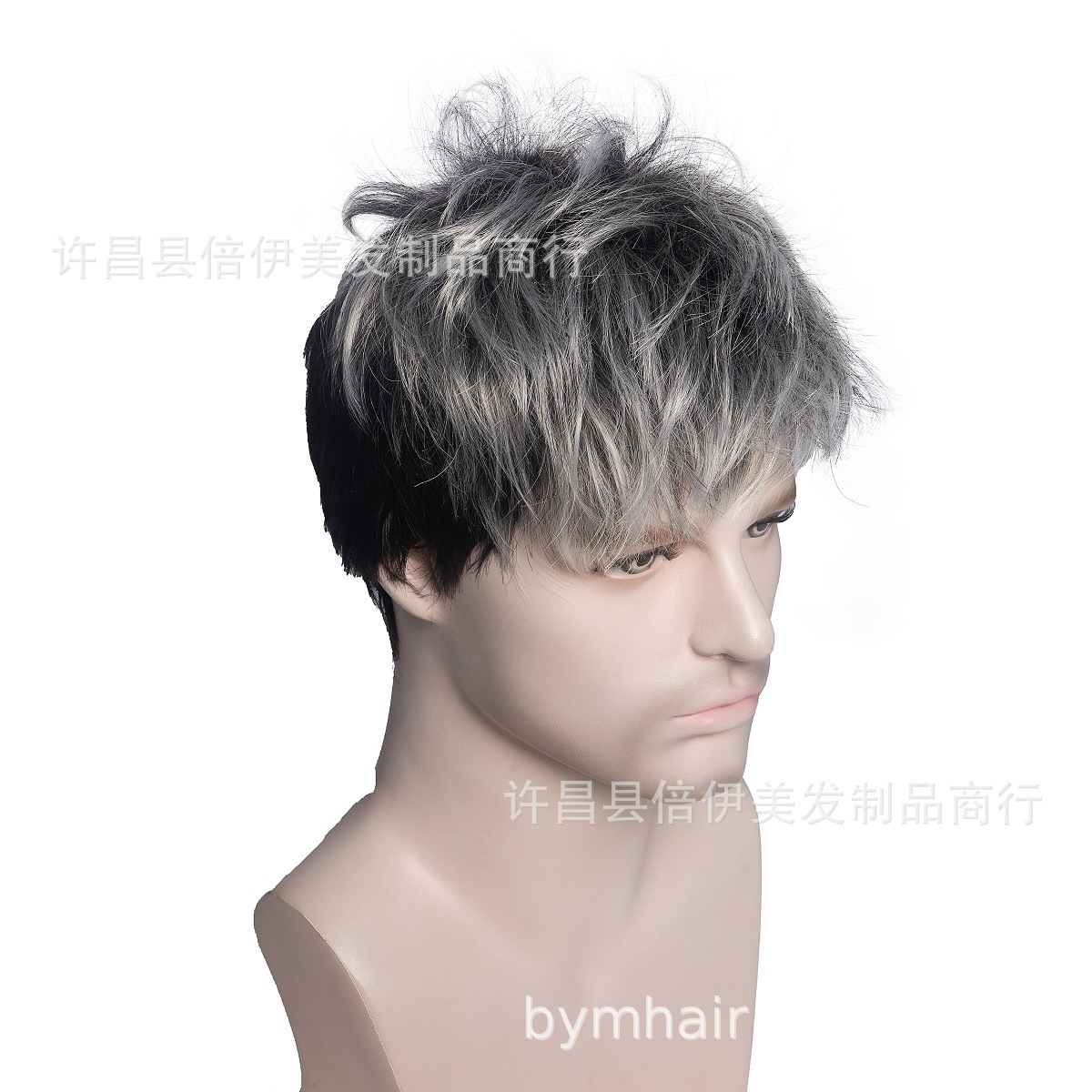 Comercio electrónico transfronterizo suministro de moda natural mullido Peluca de los hombres de fibra química peluca cabeza cubierta de la cabeza de la peluca de los hombres europeos y americanos cubierta de la cabeza