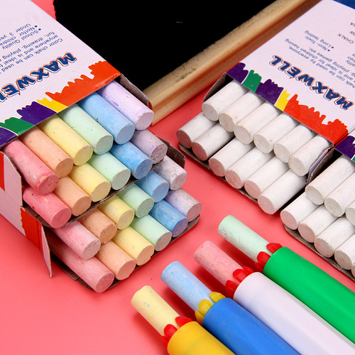 Children's Colorful Dust-Free Chalk Erasable Painting Pen Teacher Supplies Office Teaching Blackboard White Boxed Wholesale 12